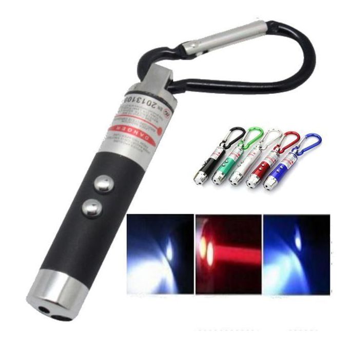 3 In 1 Red Laser Pointer Pen UV LED Light Torch Keychain
